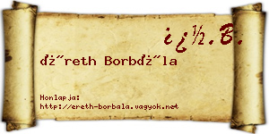 Éreth Borbála névjegykártya
